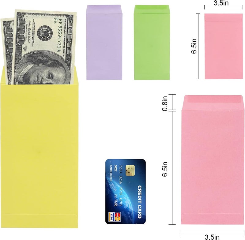 Keketer 100 Pack Colorful Cash Envelopes 6.7x3.5 Fit for 100 Envelope Money Saving Challenge, 120 GSM Thick Money Envelopes for Cash, Budgeting, Check, Coin, Tickets, Jewelry, small items & collectables - Image 3